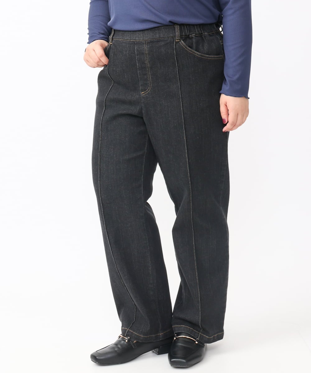 OLLAA32109 eur3(エウルキューブ) 【大きいサイズ】ストレートデニム ブラック(94)