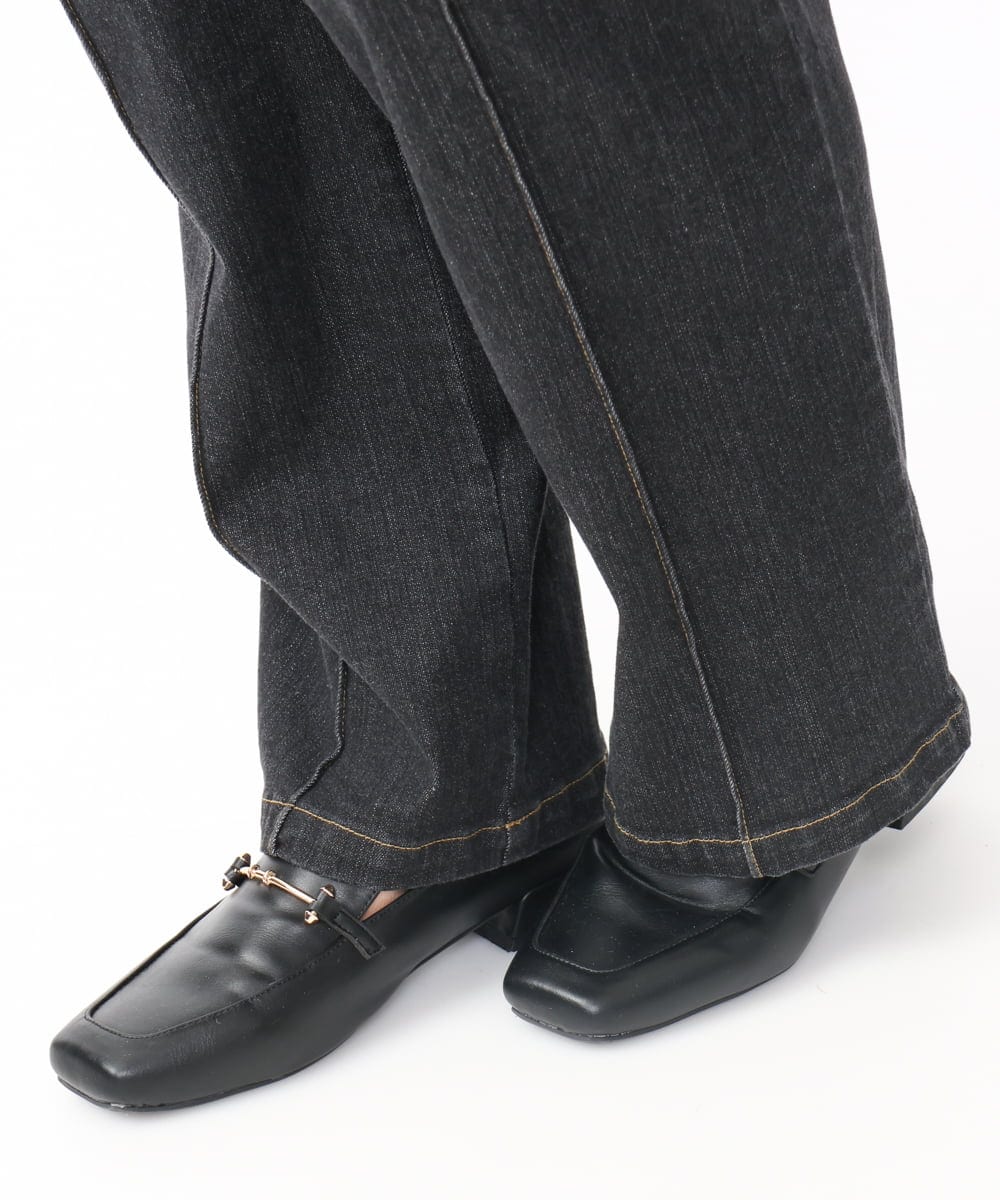 OLLAA32109 eur3(エウルキューブ) 【大きいサイズ】ストレートデニム ブラック(94)