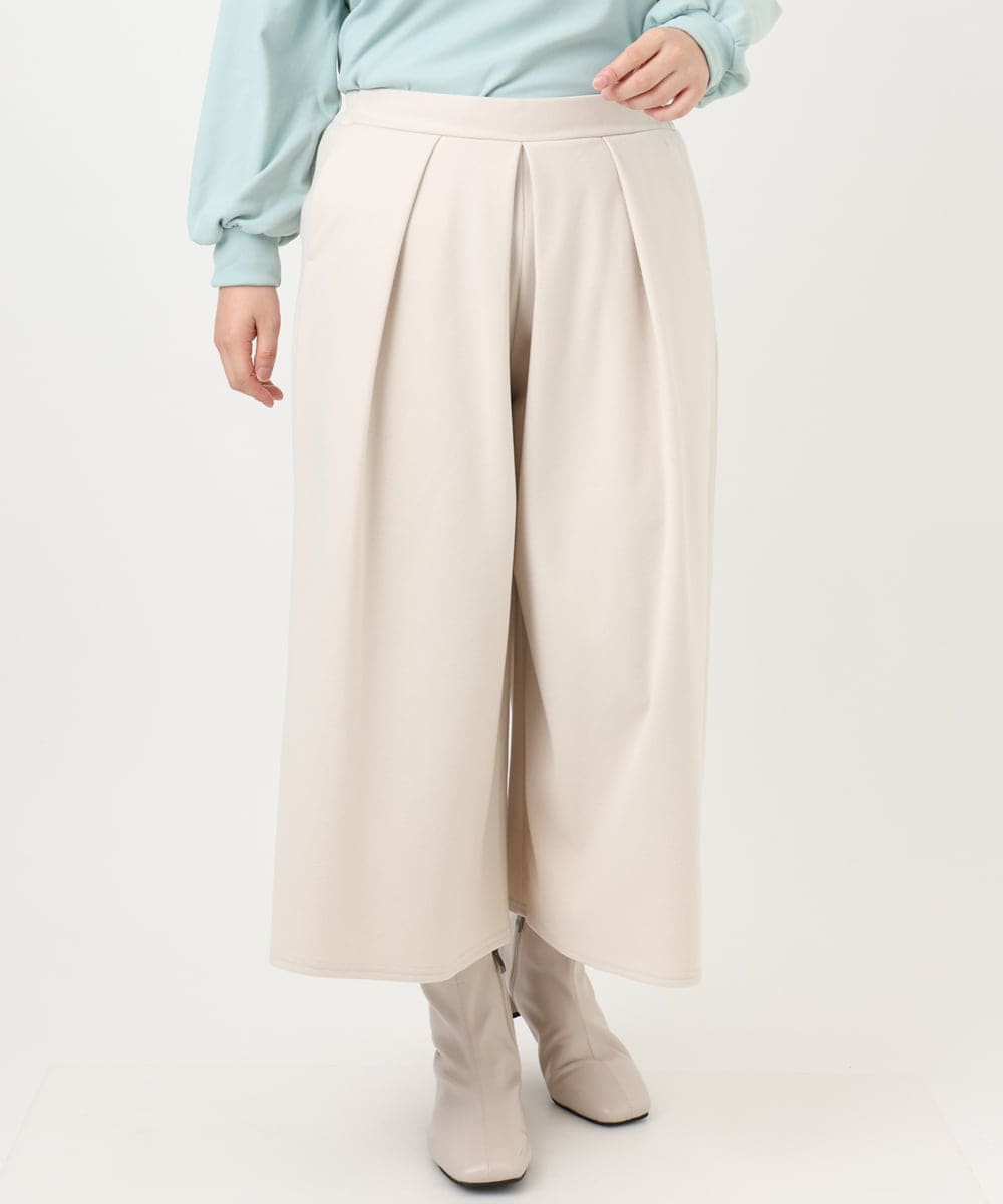 OLLAD06099 eur3(エウルキューブ) 【大きいサイズ】ウール調キュロットパンツ アイボリー(80)