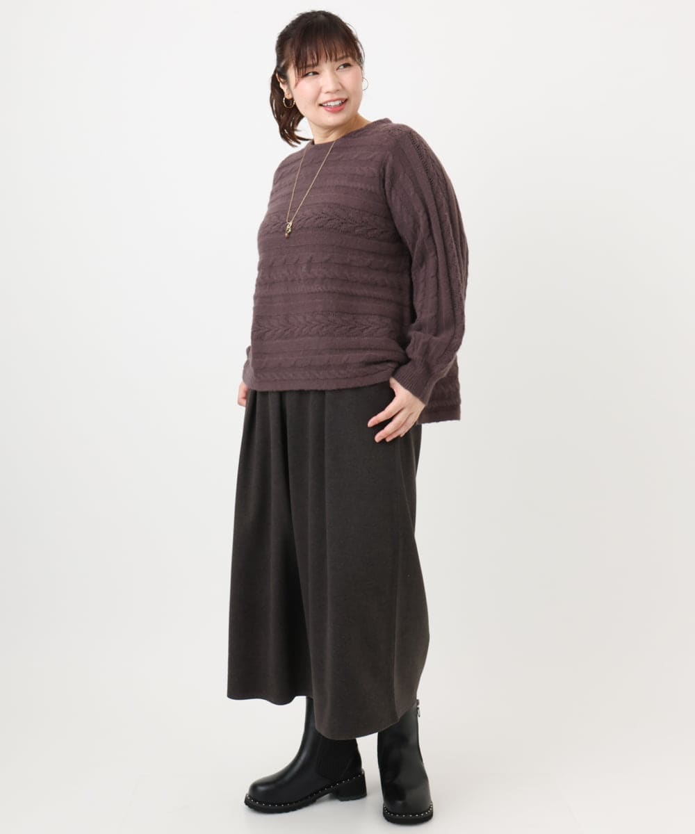 OLLAD06099 eur3(エウルキューブ) 【大きいサイズ】ウール調キュロットパンツ ダークグレー(93)