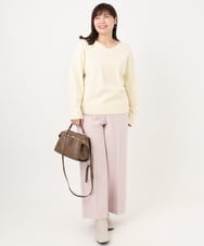 OLLAD11099 eur3(エウルキューブ) 【大きいサイズ】ロイヤルヒート裏起毛ワイドパンツ ライトピンク(01)