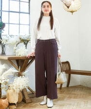 OLLAD11099 eur3(エウルキューブ) 【大きいサイズ】ロイヤルヒート裏起毛ワイドパンツ ダークブラウン(87)