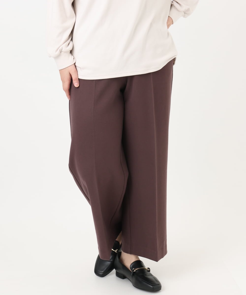 OLLAD11099 eur3(エウルキューブ) 【大きいサイズ】ロイヤルヒート裏起毛ワイドパンツ ダークブラウン(87)