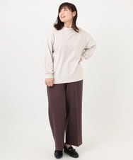 OLLAD11099 eur3(エウルキューブ) 【大きいサイズ】ロイヤルヒート裏起毛ワイドパンツ ダークブラウン(87)