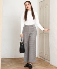 OLLAD11099 eur3(エウルキューブ) 【大きいサイズ】ロイヤルヒート裏起毛ワイドパンツ ライトグレー(91)