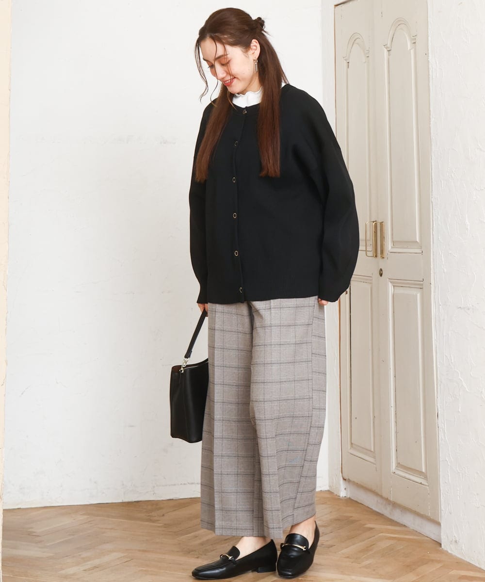 OLLAD11099 eur3(エウルキューブ) 【大きいサイズ】ロイヤルヒート裏起毛ワイドパンツ ライトグレー(91)