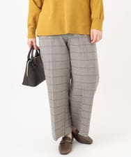 OLLAD11099 eur3(エウルキューブ) 【大きいサイズ】ロイヤルヒート裏起毛ワイドパンツ ライトグレー(91)