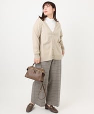 OLLAD11099 eur3(エウルキューブ) 【大きいサイズ】ロイヤルヒート裏起毛ワイドパンツ ライトグレー(91)