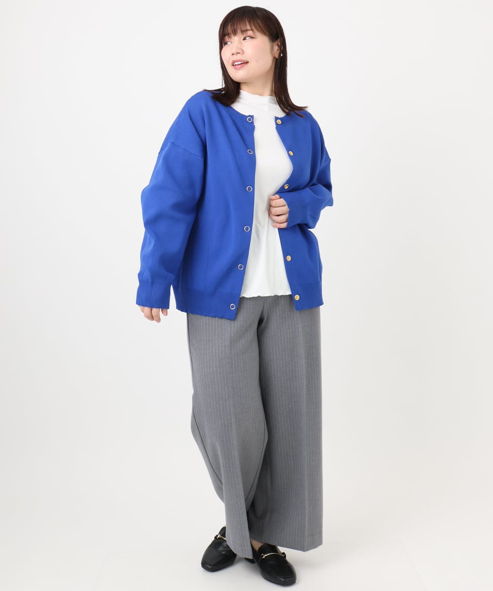 OLLAD11099 eur3(エウルキューブ) 【大きいサイズ】ロイヤルヒート裏起毛ワイドパンツ ダークグレー(93)