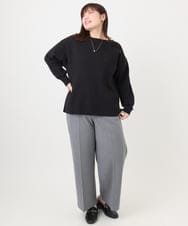 OLLAD11099 eur3(エウルキューブ) 【大きいサイズ】ロイヤルヒート裏起毛ワイドパンツ ダークグレー(93)