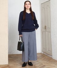 OLLAD11099 eur3(エウルキューブ) 【大きいサイズ】ロイヤルヒート裏起毛ワイドパンツ ダークグレー(93)