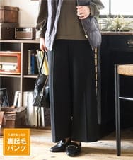 OLLAD11099 eur3(エウルキューブ) 【大きいサイズ】ロイヤルヒート裏起毛ワイドパンツ ブラック(94)