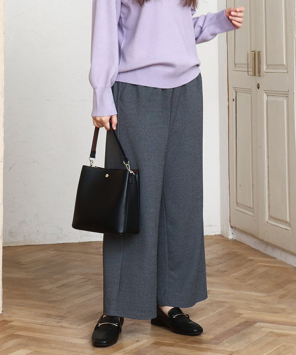 OLLAD12099 eur3(エウルキューブ) 【大きいサイズ】イージーワイドパンツ グレー(92)