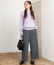 OLLAD12099 eur3(エウルキューブ) 【大きいサイズ】イージーワイドパンツ グレー(92)