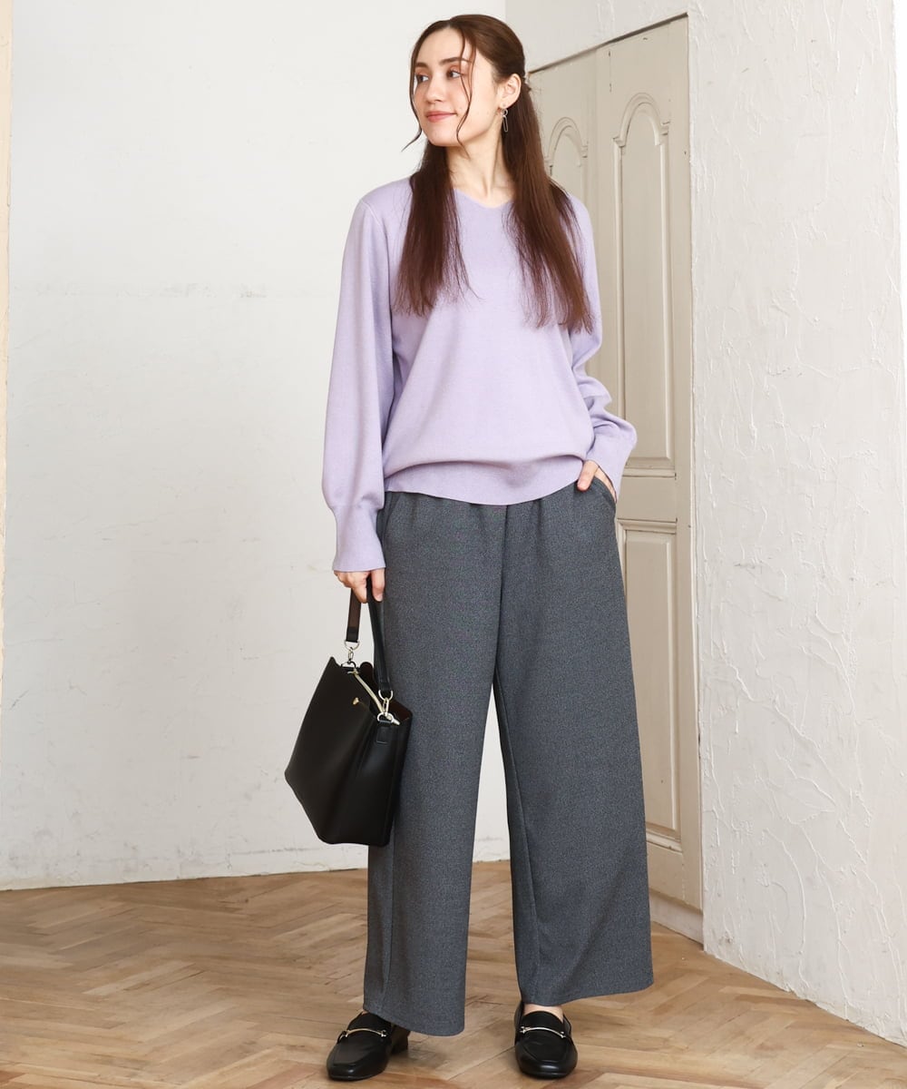 OLLAD12099 eur3(エウルキューブ) 【大きいサイズ】イージーワイドパンツ グレー(92)