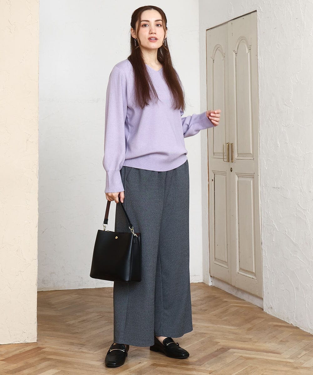 OLLAD12099 eur3(エウルキューブ) 【大きいサイズ】イージーワイドパンツ グレー(92)