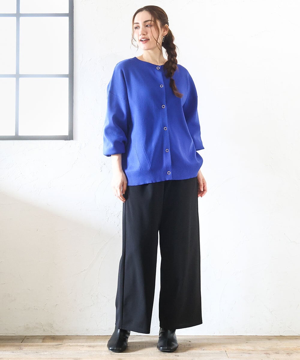 OLLAD12099 eur3(エウルキューブ) 【大きいサイズ】イージーワイドパンツ ブラック(94)