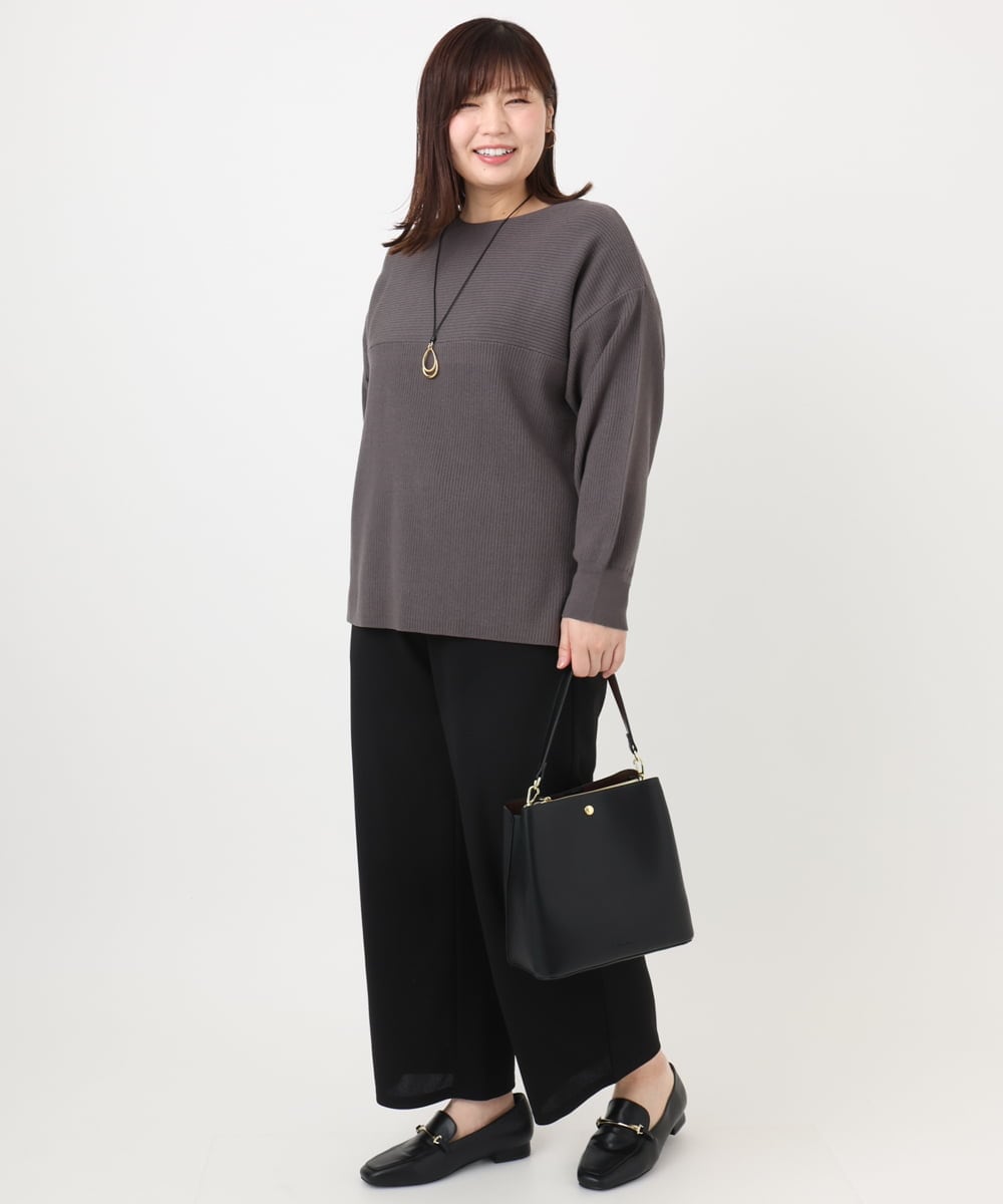 OLLAD12099 eur3(エウルキューブ) 【大きいサイズ】イージーワイドパンツ ブラック(94)