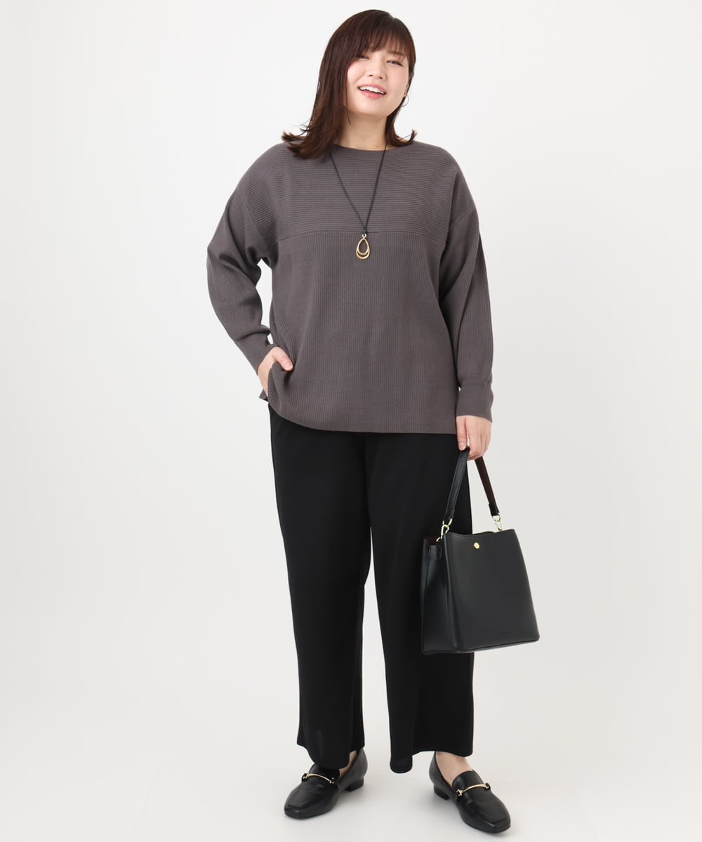 OLLAD12099 eur3(エウルキューブ) 【大きいサイズ】イージーワイドパンツ ブラック(94)