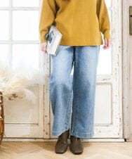 OLLAD24109 eur3(エウルキューブ) 【大きいサイズ】ストレートデニムパンツ ブルー(55)