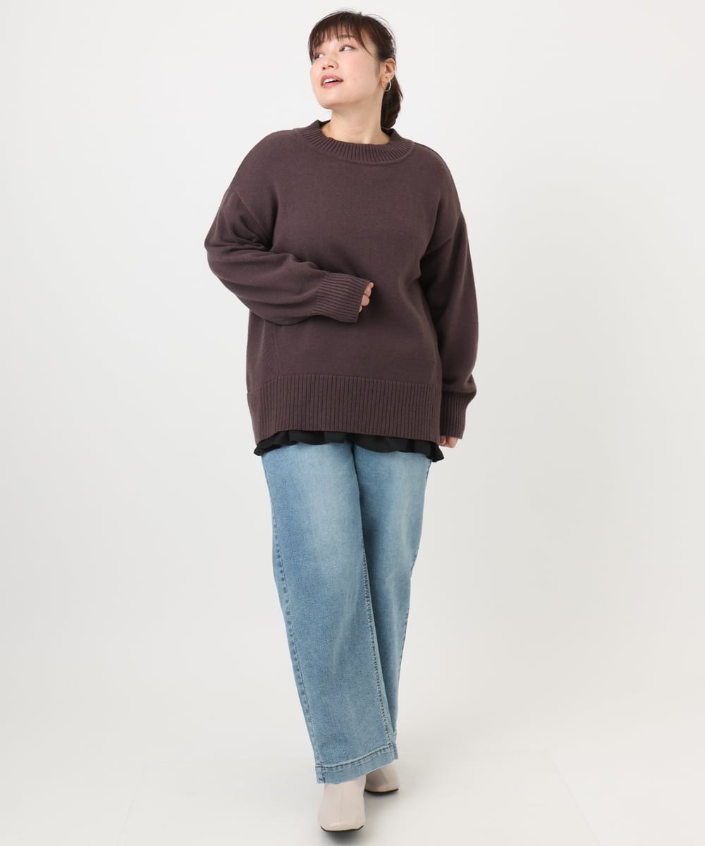 OLLAD24109 eur3(エウルキューブ) 【大きいサイズ】ストレートデニムパンツ ブルー(55)