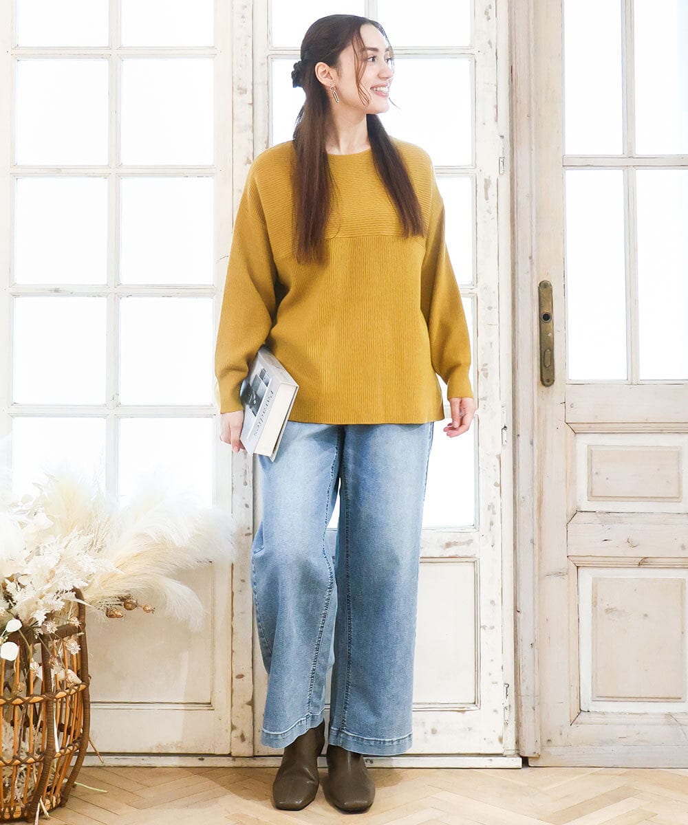 OLLAD24109 eur3(エウルキューブ) 【大きいサイズ】ストレートデニムパンツ ブルー(55)