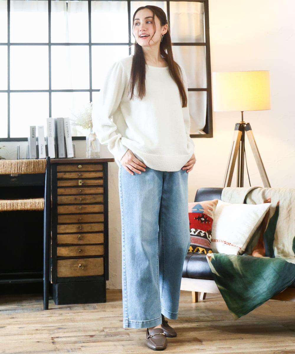 OLLAD24109 eur3(エウルキューブ) 【大きいサイズ】ストレートデニムパンツ ブルー(55)