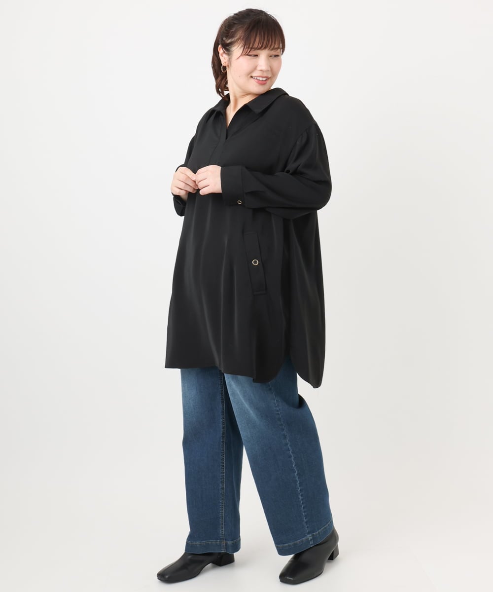 OLLAD24109 eur3(エウルキューブ) 【大きいサイズ】ストレートデニムパンツ ネイビー(57)