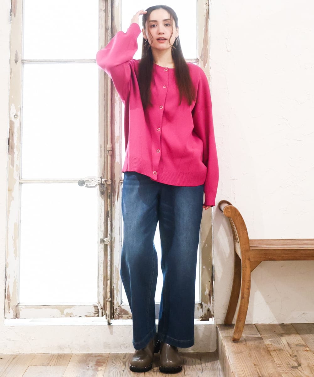 OLLAD24109 eur3(エウルキューブ) 【大きいサイズ】ストレートデニムパンツ ネイビー(57)