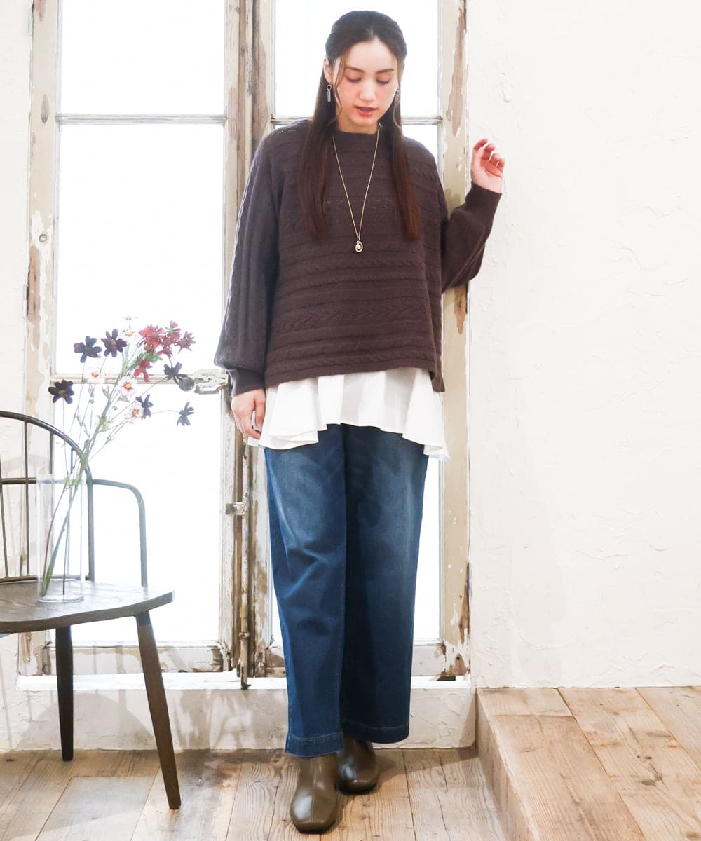 OLLAD24109 eur3(エウルキューブ) 【大きいサイズ】ストレートデニムパンツ ネイビー(57)