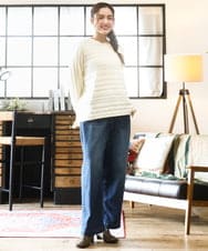 OLLAD24109 eur3(エウルキューブ) 【大きいサイズ】ストレートデニムパンツ ネイビー(57)