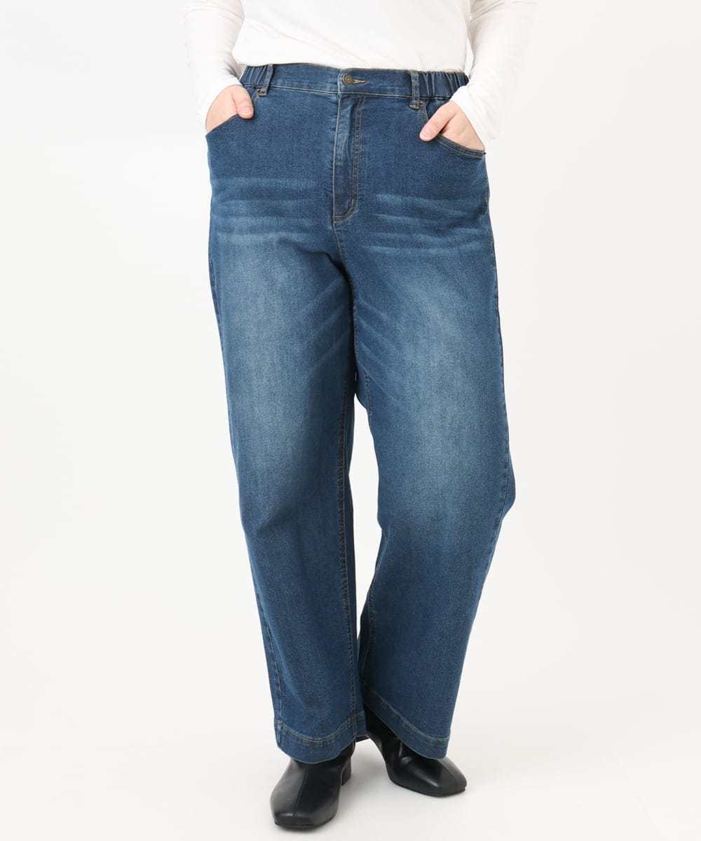OLLAD24109 eur3(エウルキューブ) 【大きいサイズ】ストレートデニムパンツ ネイビー(57)