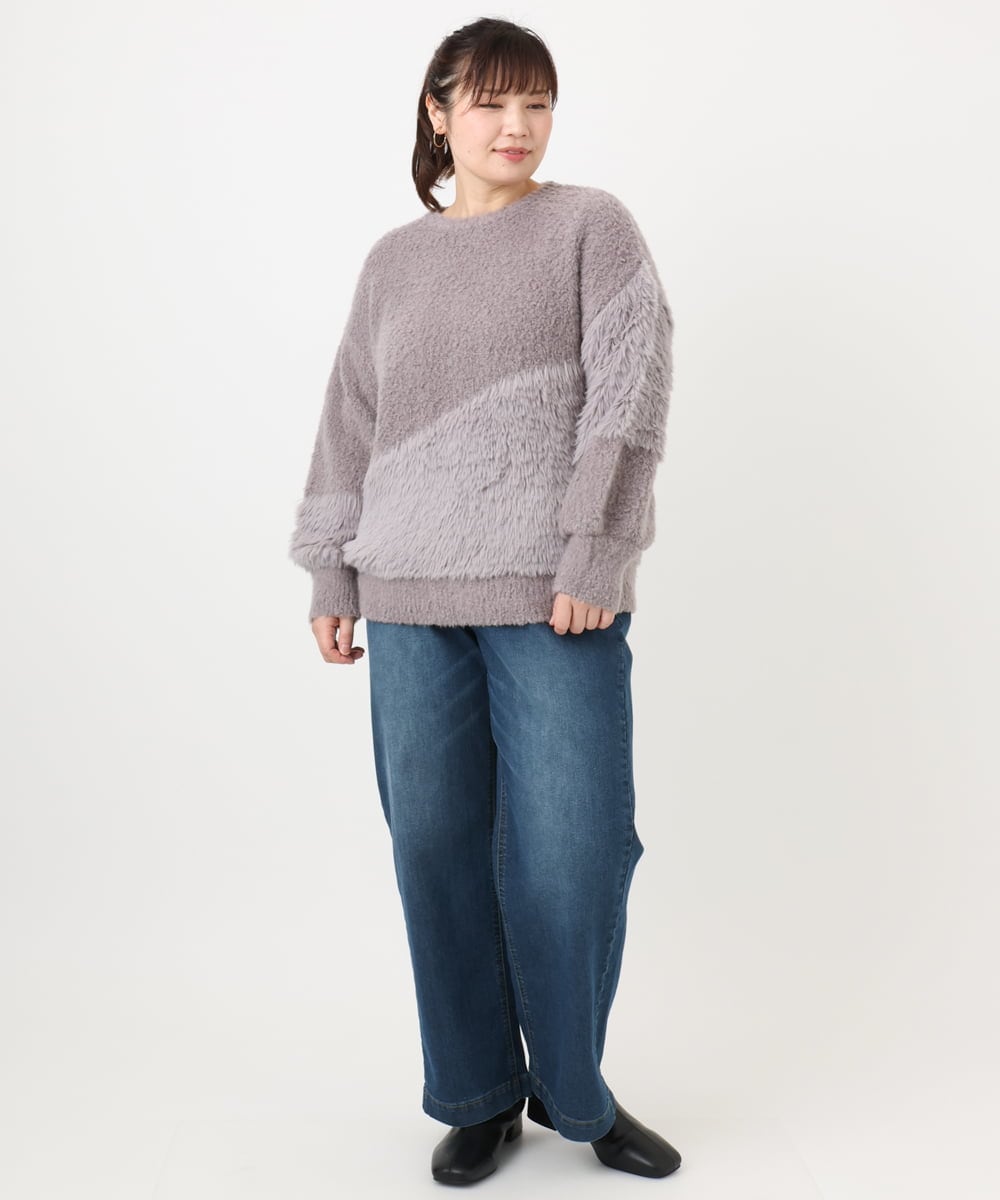 OLLAD24109 eur3(エウルキューブ) 【大きいサイズ】ストレートデニムパンツ ネイビー(57)