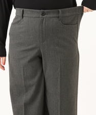 OLLAG18099 eur3(エウルキューブ) 【WEB先行販売】【大きいサイズ/洗える/裏起毛】センタープレスワイドパンツ ダークグレー