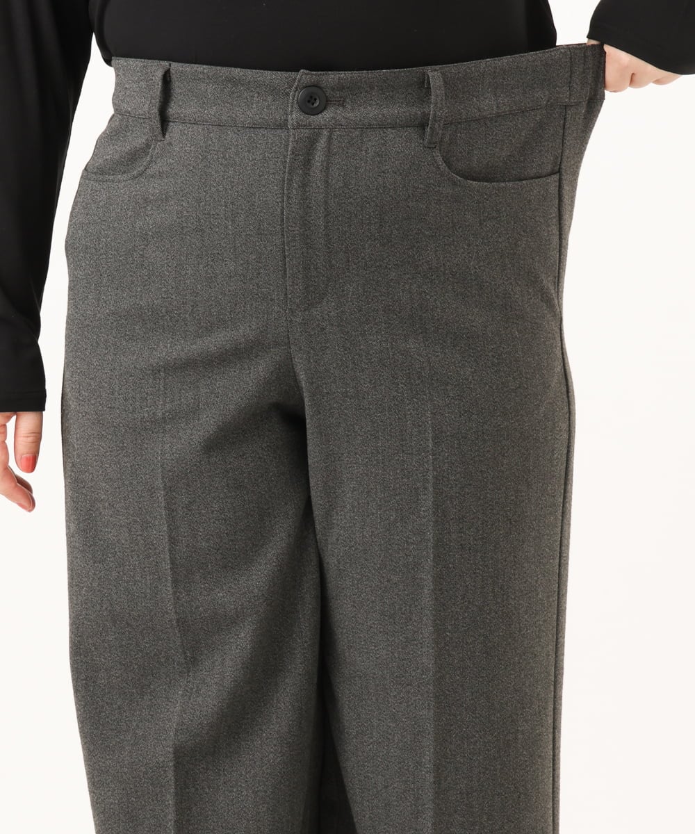 OLLAG18099 eur3(エウルキューブ) 【WEB先行販売】【大きいサイズ/洗える/裏起毛】センタープレスワイドパンツ ダークグレー