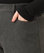OLLAG18099 eur3(エウルキューブ) 【WEB先行販売】【大きいサイズ/洗える/裏起毛】センタープレスワイドパンツ ダークグレー