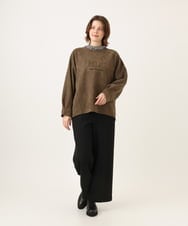OLLAG18099 eur3(エウルキューブ) 【WEB先行販売】【大きいサイズ/洗える/裏起毛】センタープレスワイドパンツ ブラック