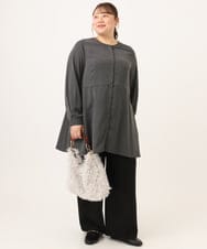 OLLAG18099 eur3(エウルキューブ) 【WEB先行販売】【大きいサイズ/洗える/裏起毛】センタープレスワイドパンツ ブラック