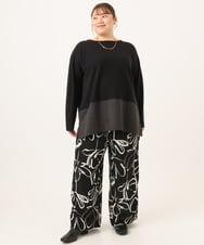 OLLAG23099 eur3(エウルキューブ) 【WEB先行販売】【大きいサイズ】フラワープリントパンツ ブラック