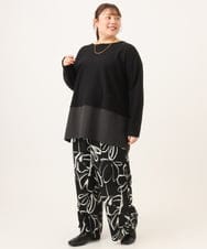 OLLAG23099 eur3(エウルキューブ) 【WEB先行販売】【大きいサイズ】フラワープリントパンツ ブラック