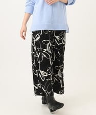 OLLAG23099 eur3(エウルキューブ) 【WEB先行販売】【大きいサイズ】フラワープリントパンツ ブラック