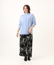 OLLAG23099 eur3(エウルキューブ) 【WEB先行販売】【大きいサイズ】フラワープリントパンツ ブラック