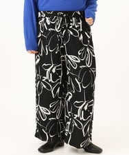 OLLAG23099 eur3(エウルキューブ) 【WEB先行販売】【大きいサイズ】フラワープリントパンツ ブラック