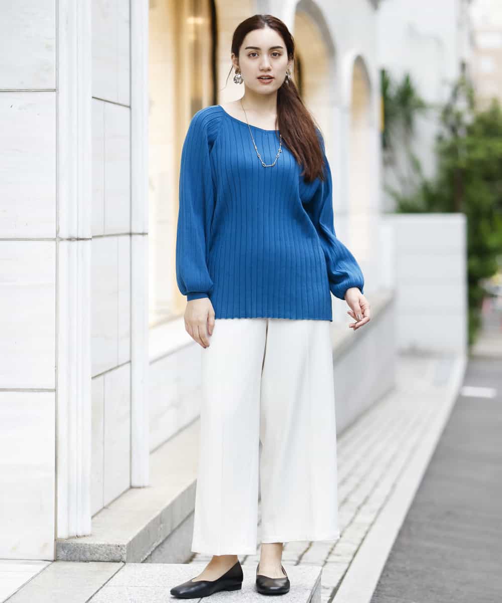 OLLAP02090 eur3(エウルキューブ) 【大きいサイズ】裏起毛センタープレスストレートパンツ ホワイト(90)