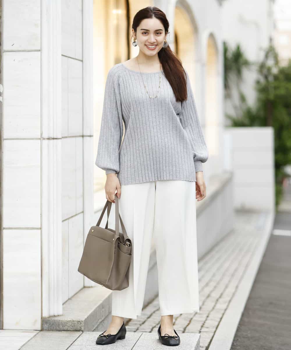 OLLAP02090 eur3(エウルキューブ) 【大きいサイズ】裏起毛センタープレスストレートパンツ ホワイト(90)