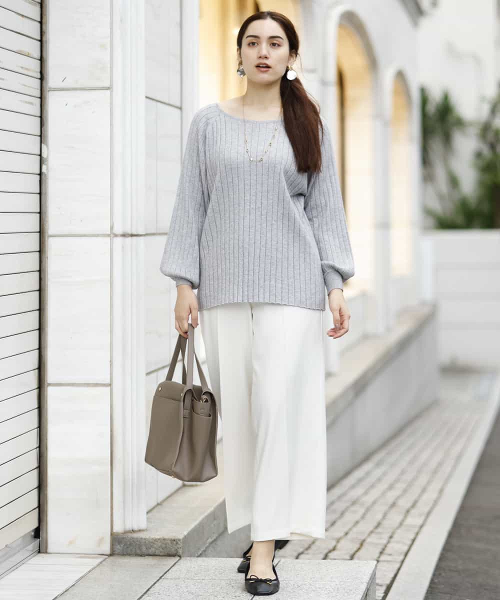 OLLAP02090 eur3(エウルキューブ) 【大きいサイズ】裏起毛センタープレスストレートパンツ ホワイト(90)