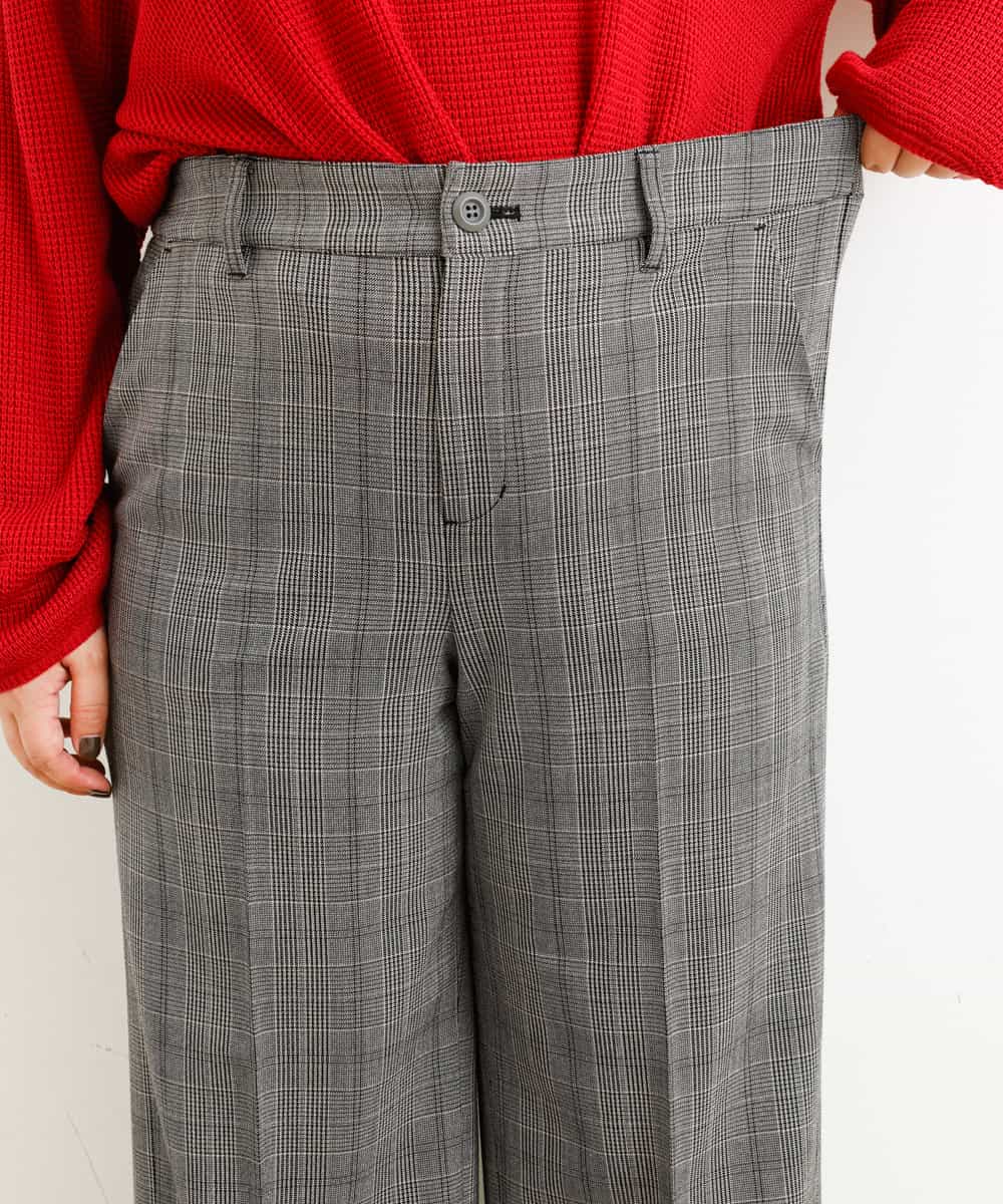 OLLAP02090 eur3(エウルキューブ) 【大きいサイズ】裏起毛センタープレスストレートパンツ ダークグレー(93)