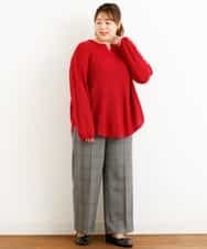 OLLAP02090 eur3(エウルキューブ) 【大きいサイズ】裏起毛センタープレスストレートパンツ ダークグレー(93)