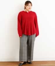 OLLAP02090 eur3(エウルキューブ) 【大きいサイズ】裏起毛センタープレスストレートパンツ ダークグレー(93)
