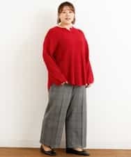 OLLAP02090 eur3(エウルキューブ) 【大きいサイズ】裏起毛センタープレスストレートパンツ ダークグレー(93)